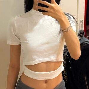 White Cut-Out Crop Top